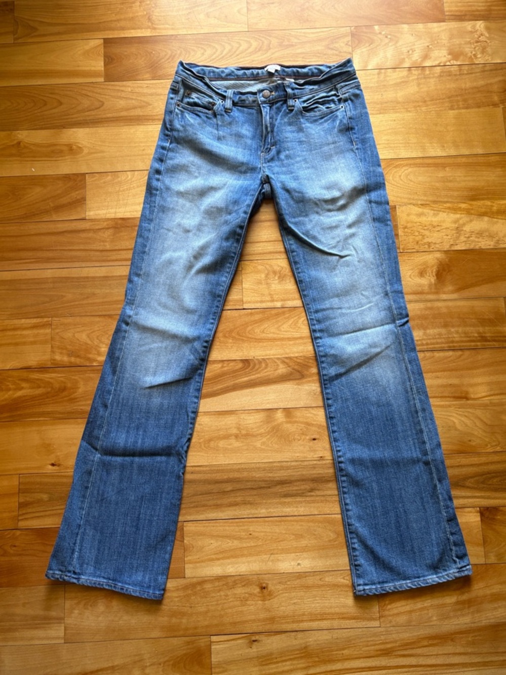 I Crew faded bootcut jeans